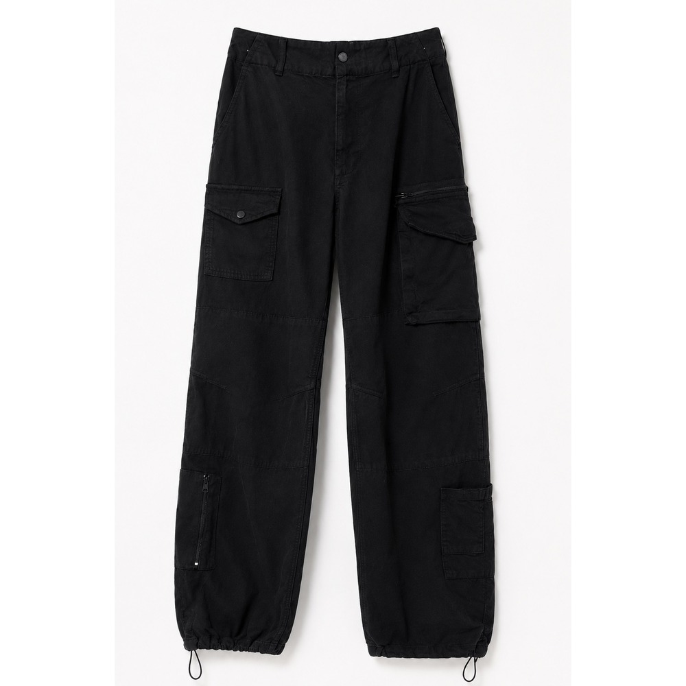 Rag & Bone NY Black Cotton Blend Cargo Pants Pockets‎ Drawstring Waist Size 26
